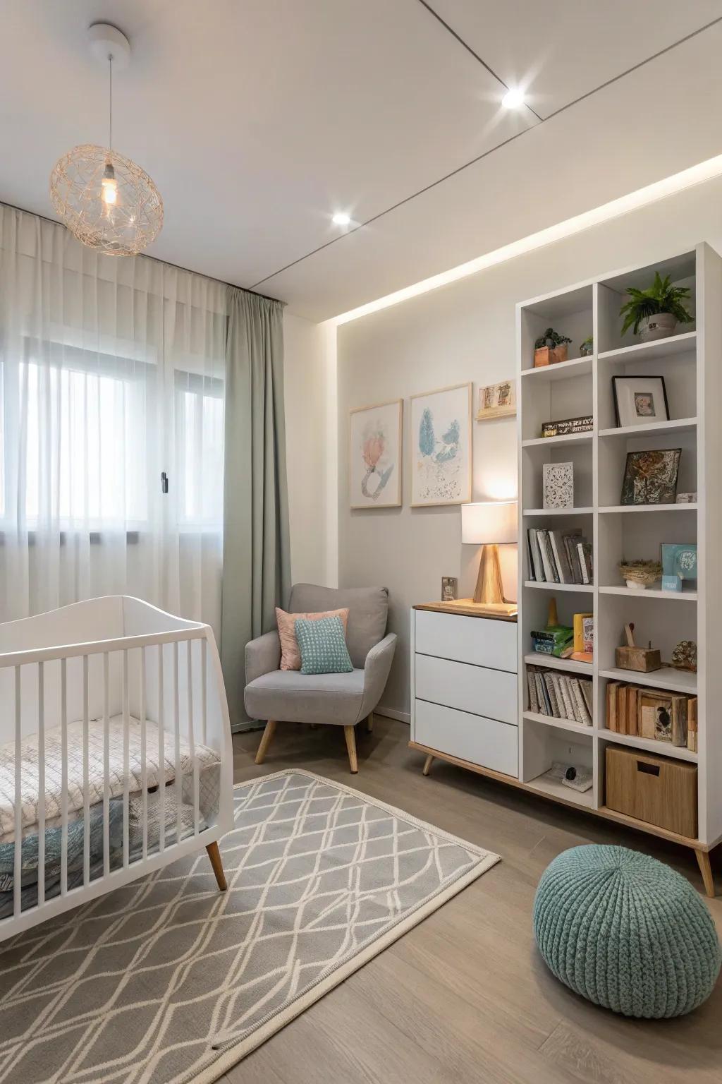 Attain tranquility through the implementation of a minimalist-themed nursery.