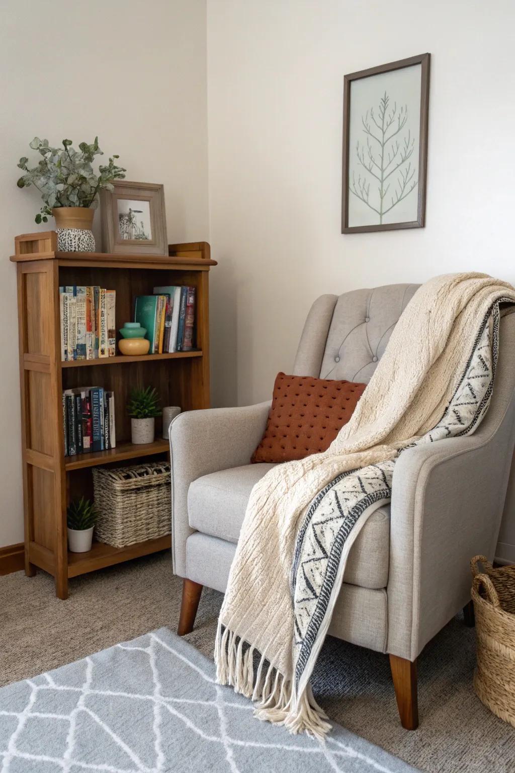 Lose yourself in a great book in your calming reading area.