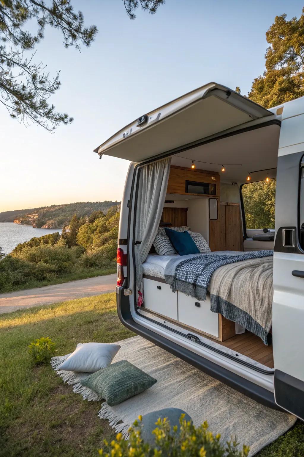 Slide-out beds offer a smooth transition from daytime to nighttime configuration.