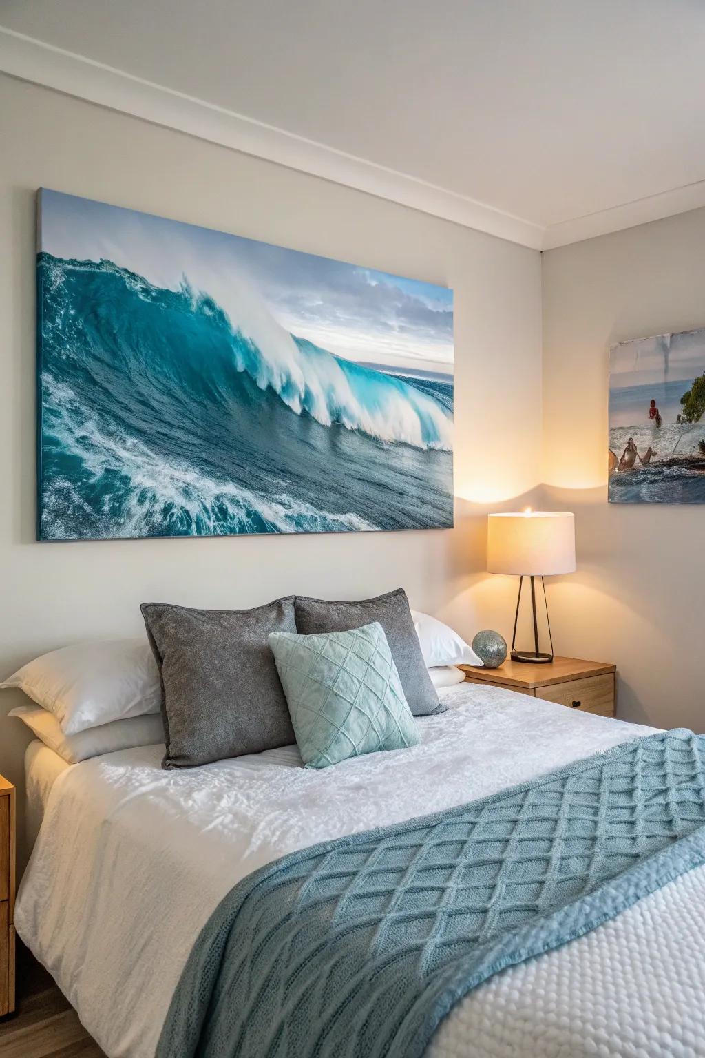Create a tranquil escape with seaside surface art.