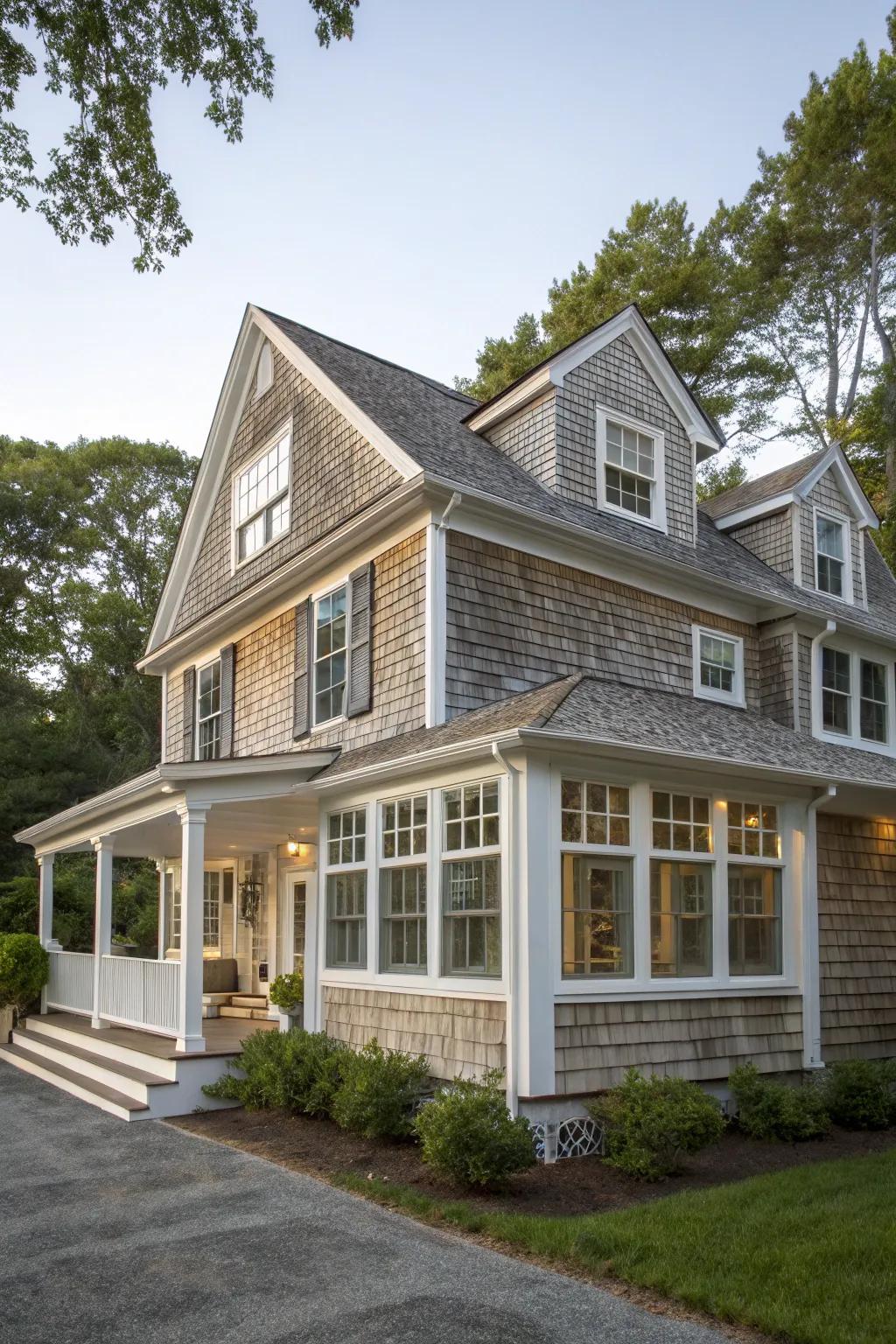A second story addition provides significant new space.