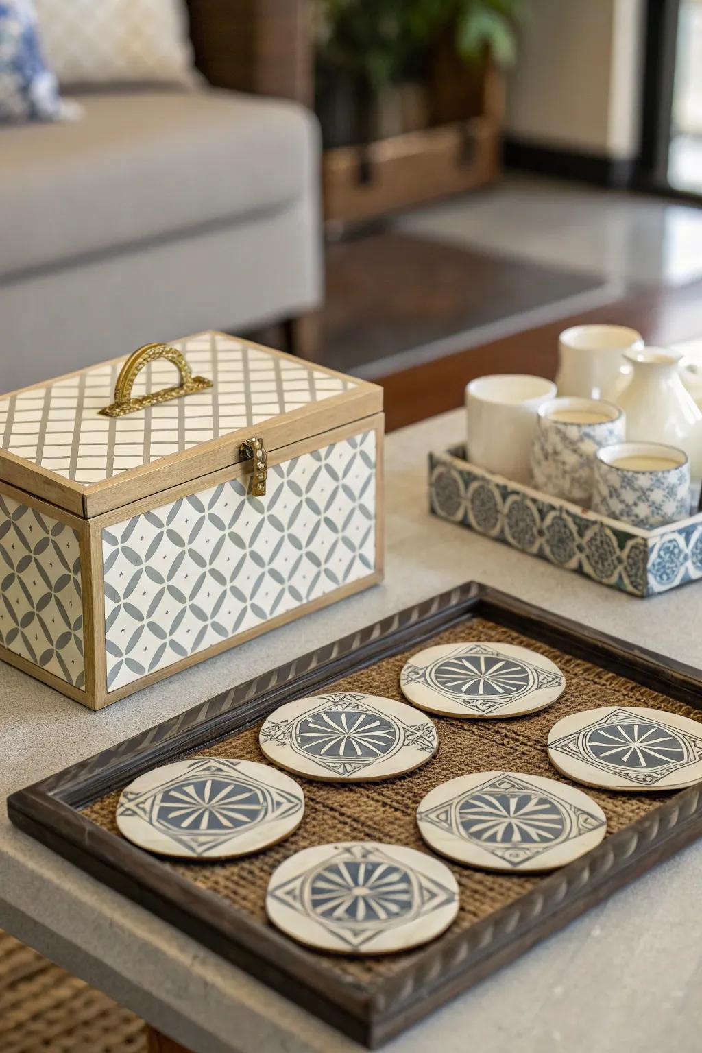 Handy decor sustains your table's utility and attractiveness.