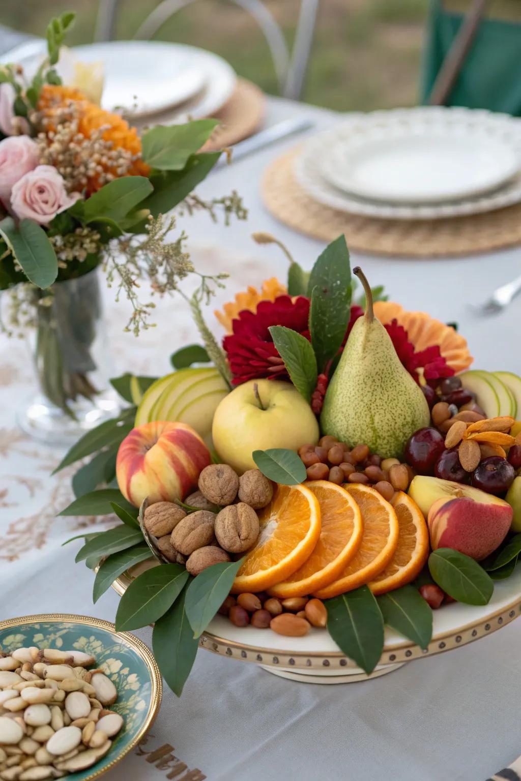 Edible centerpieces harmonize aesthetic with utility.