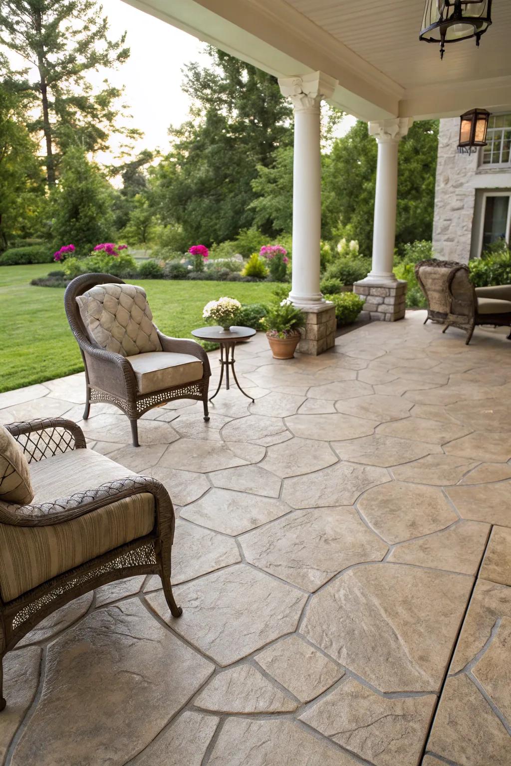 A stylish yet economical patio surface with imprinted concrete.