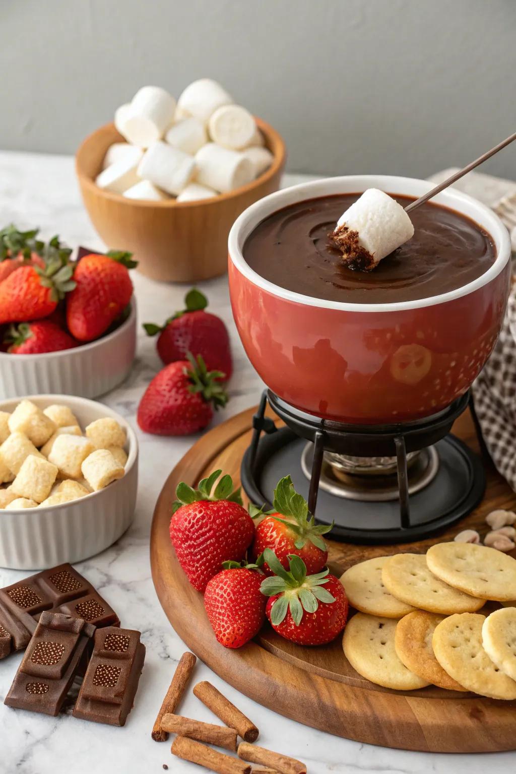 An inviting chocolate melting pot arrangement for a shared evening.