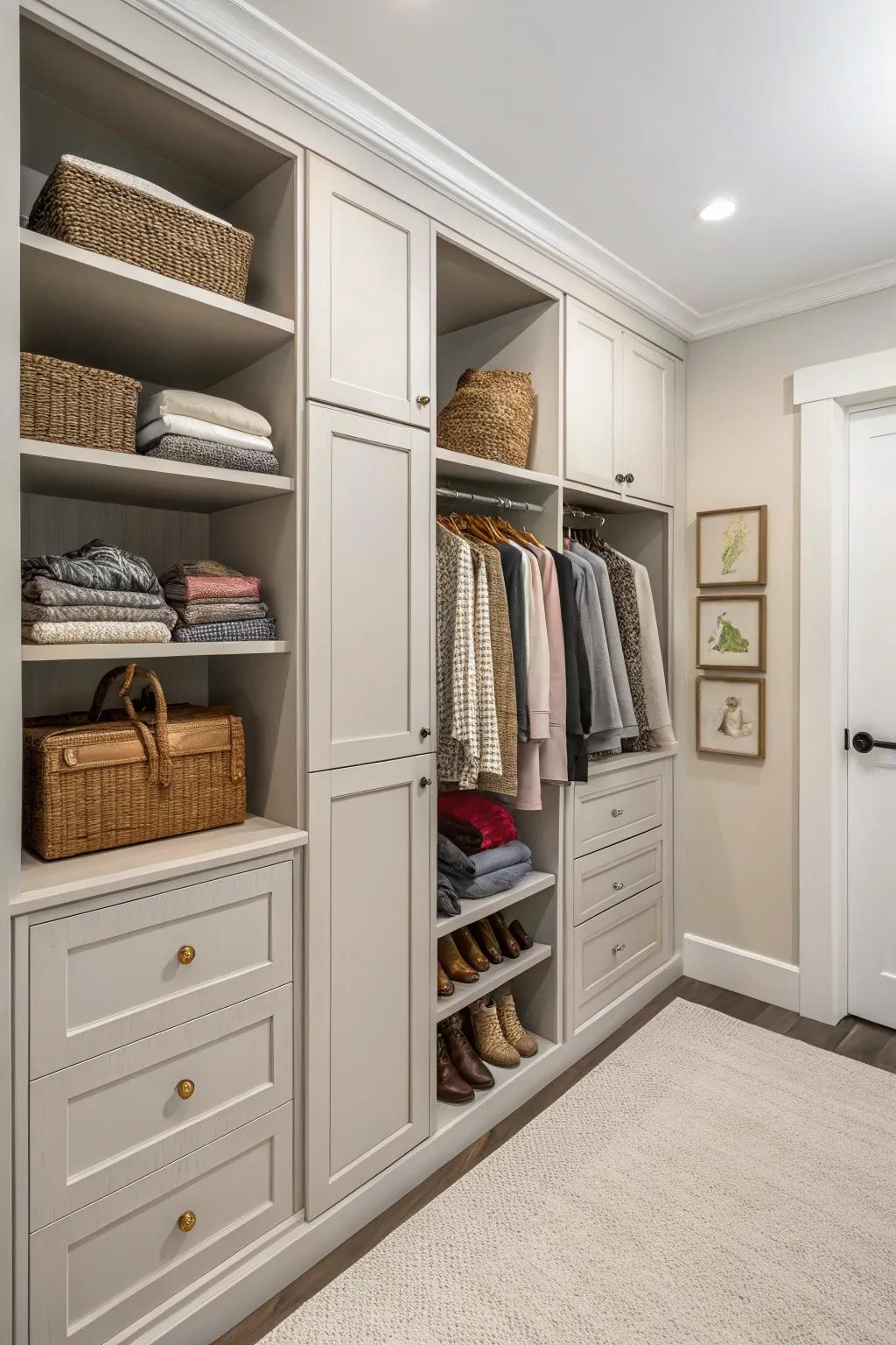 Balance accessibility and tidiness through mixed storage.