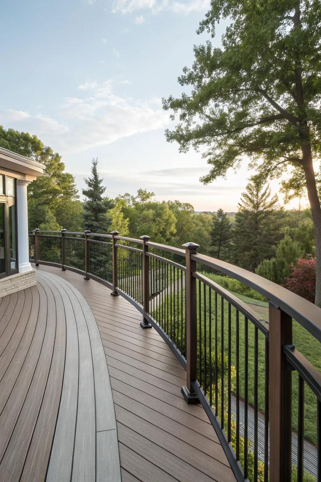 Curved borders lend an elegant and lively aspect to your deck.