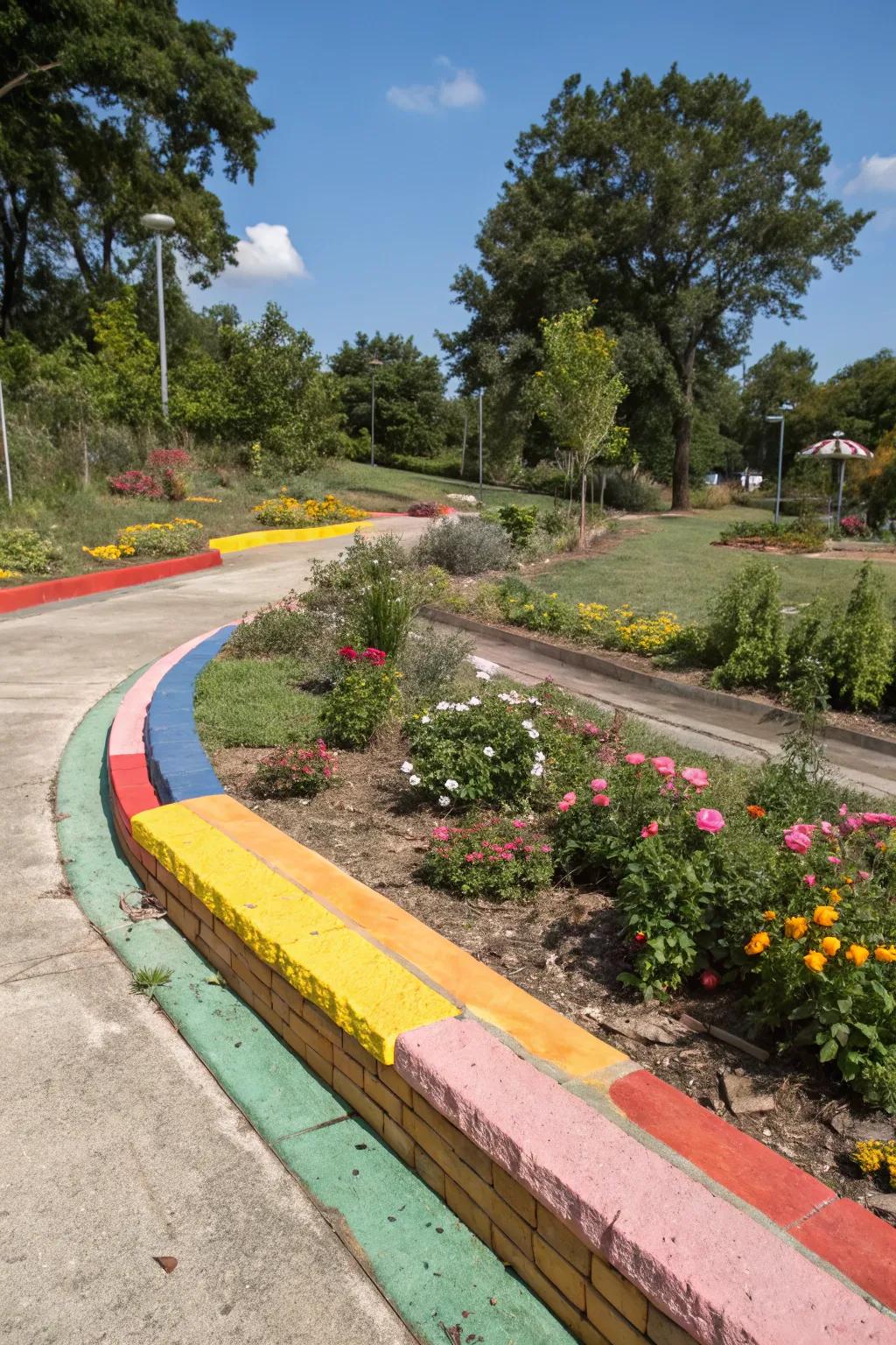 Radiant colors render concrete edging captivating.