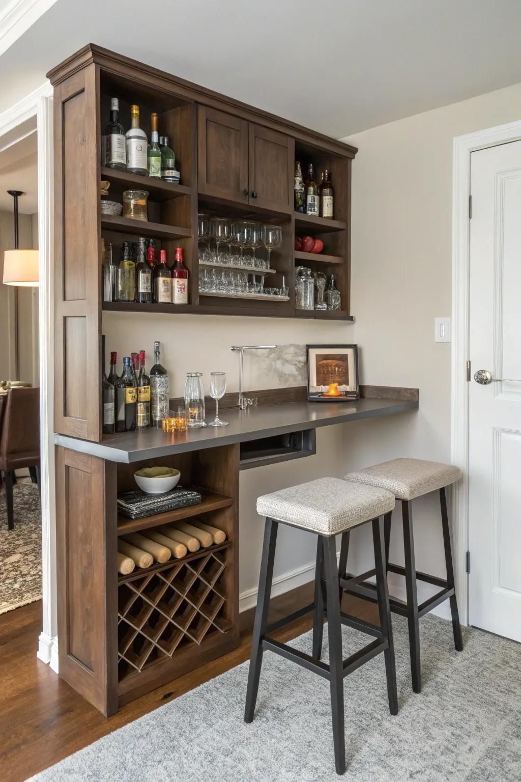 Maximize your space with a compact bar design.