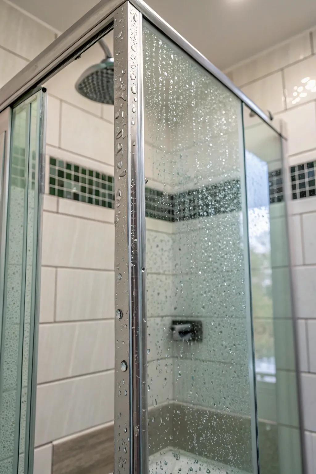 Transparent squares augment luminosity and opulence within your shower.