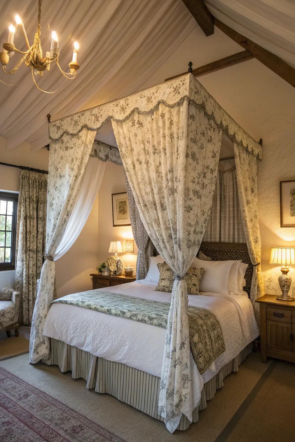 Drapes and canopies introduce subtlety and grace.