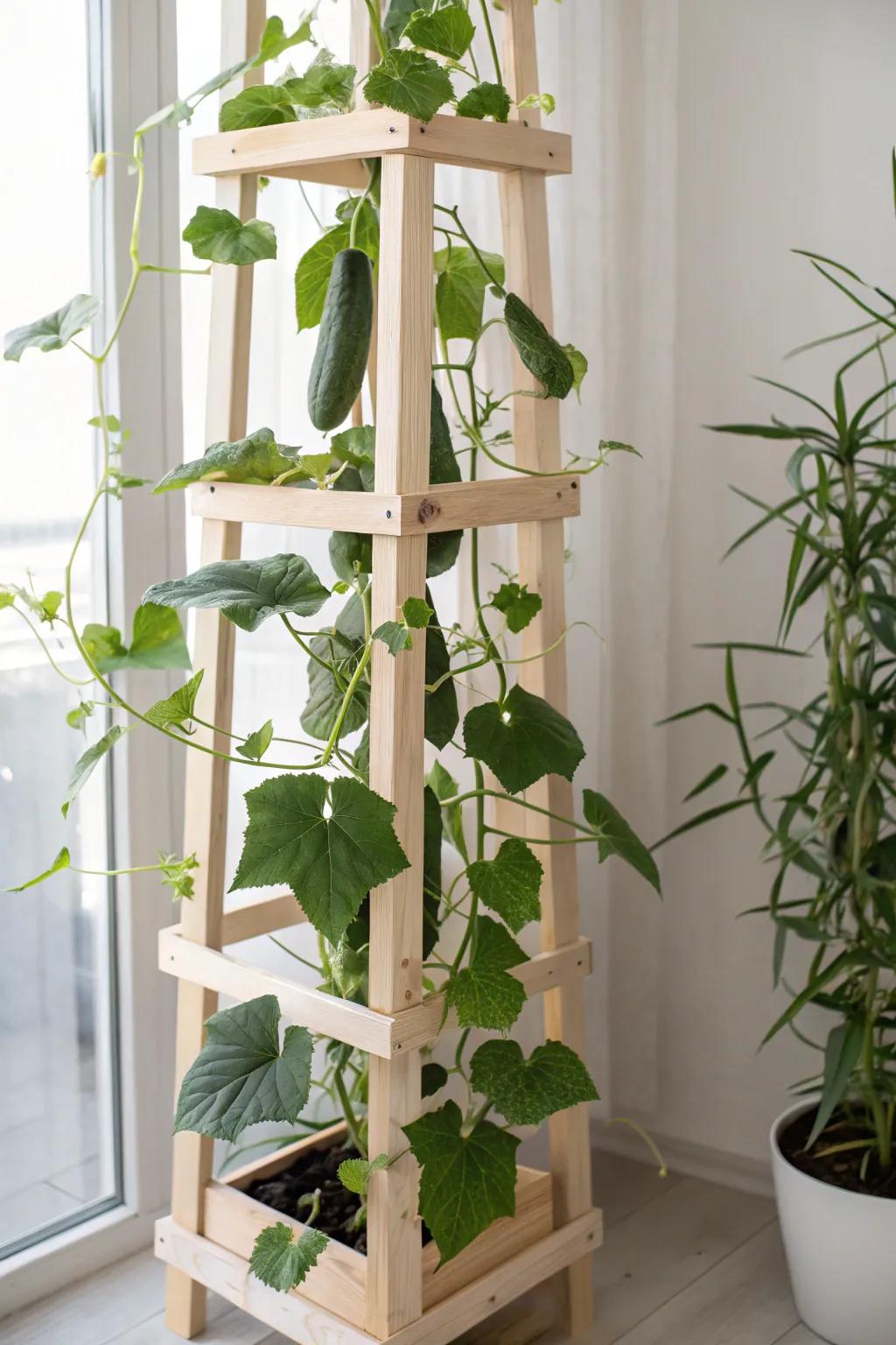 Revolutionize your gardening approach with a chic vertical structure, where effortlessness meets organic allure.