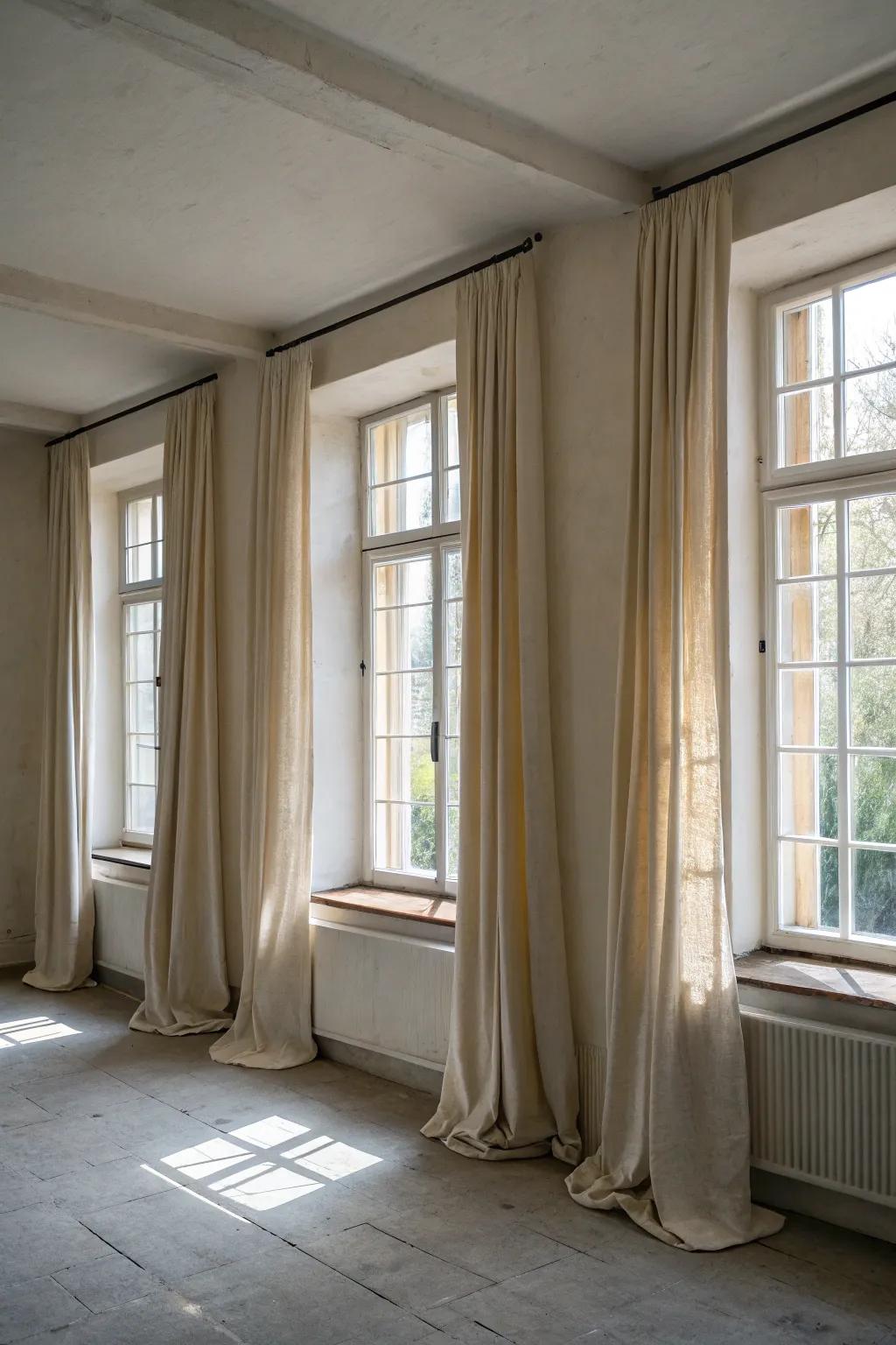 Linen draperies provide a natural and eco-friendly appeal.