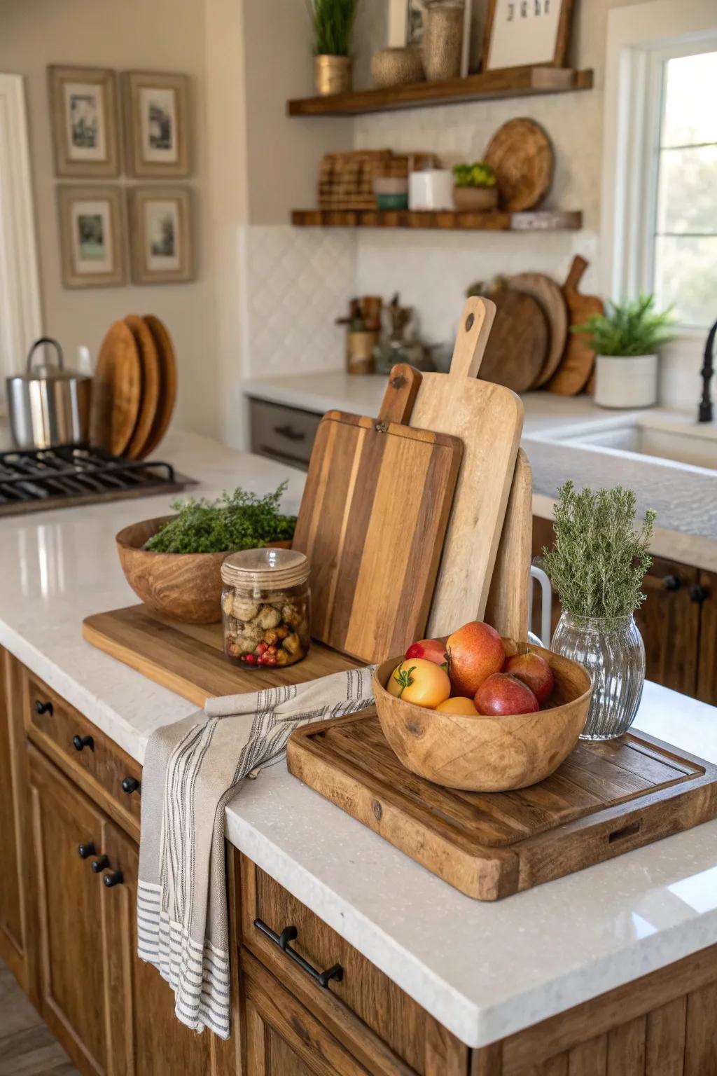 Surface-level display showcasing cutting boards.