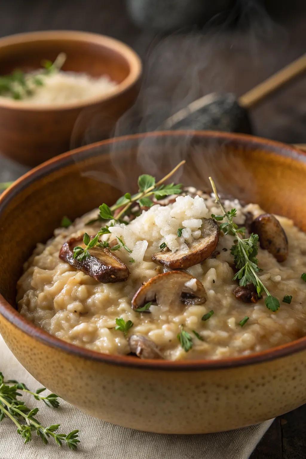 Savory mushroom risotto for a serene and comfortable December evening.