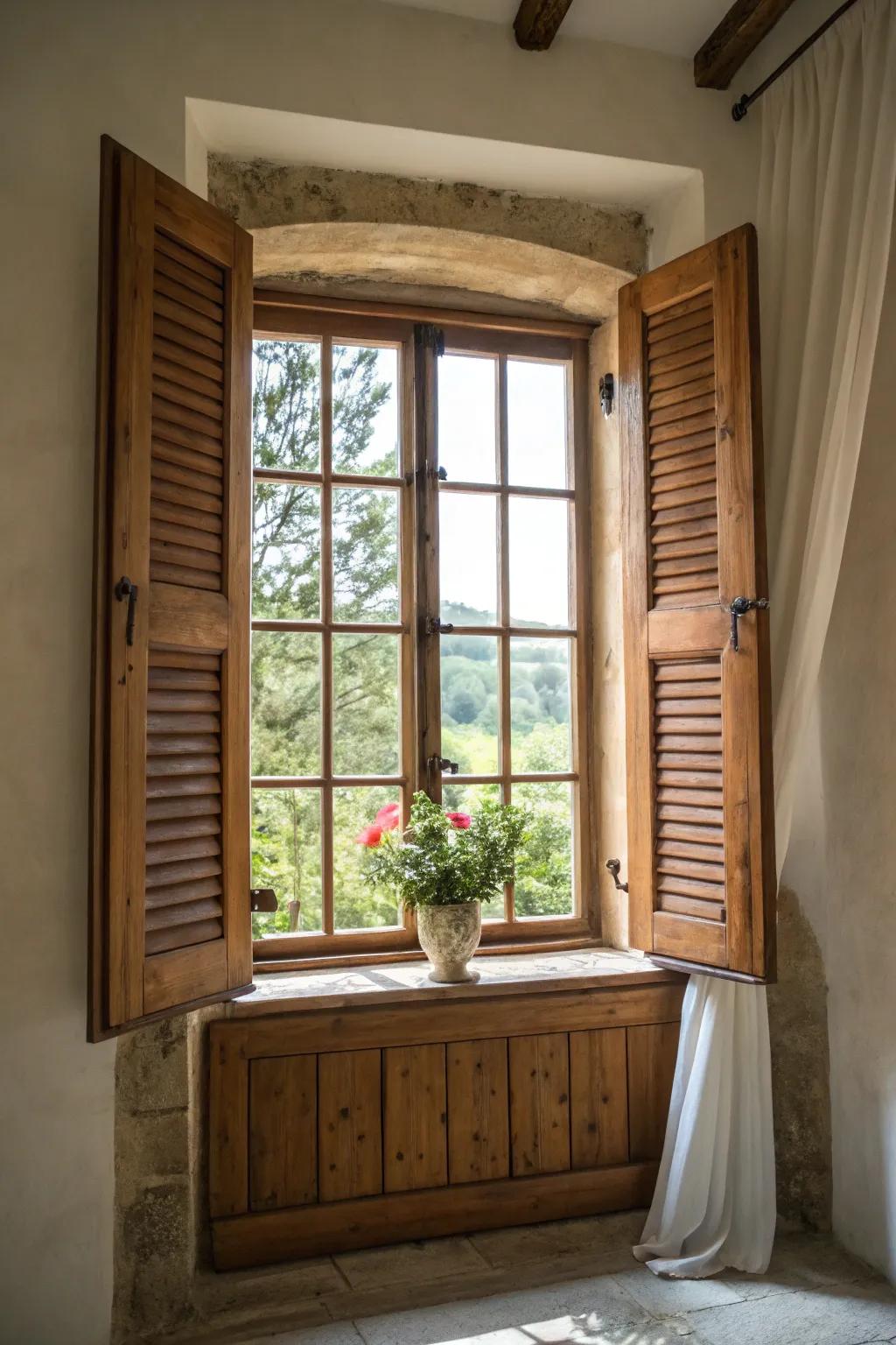 Shutters add timeless charm and functionality to your window decor.