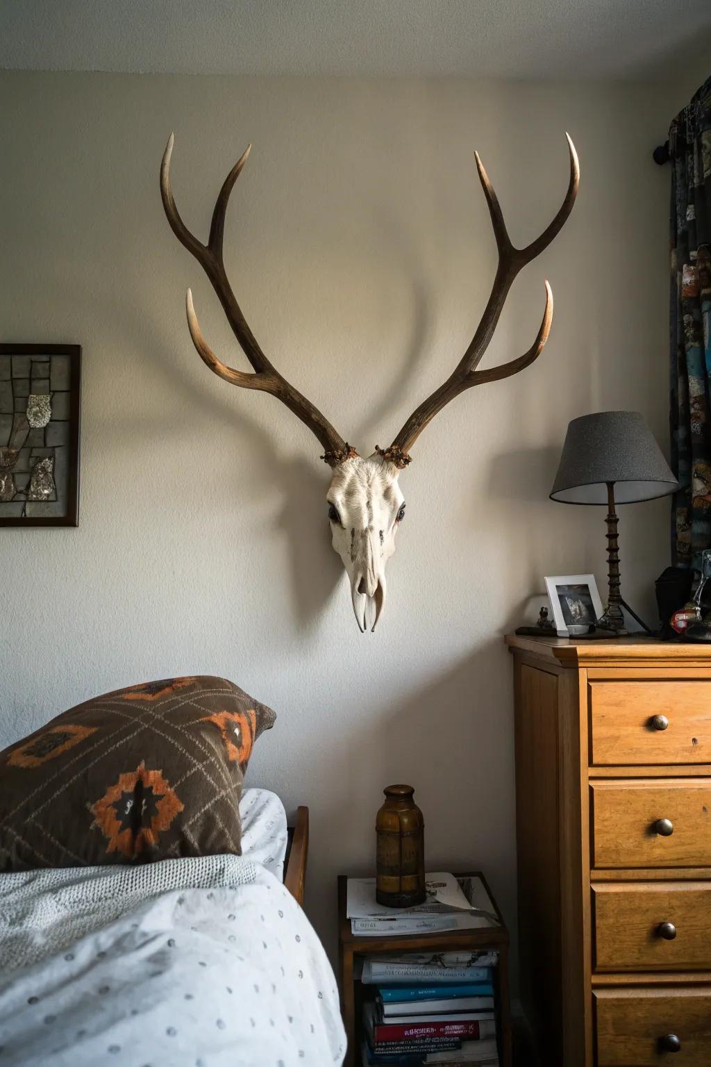 A symmetrical antler staging builds a balanced and calming display.