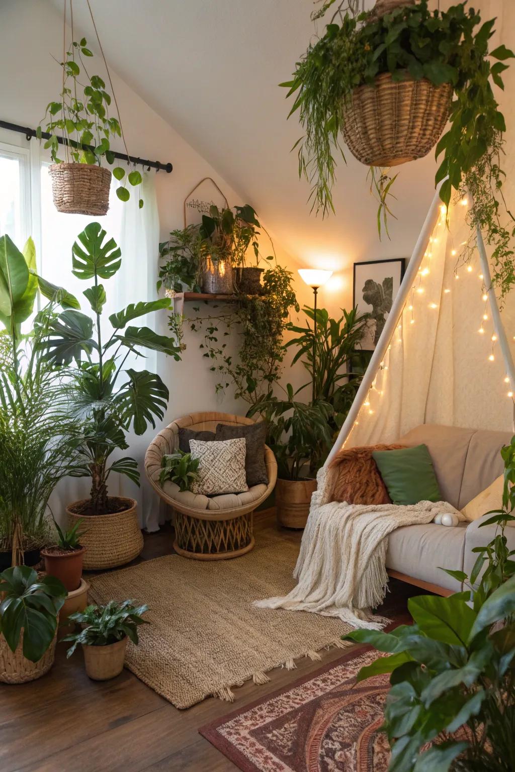 Vegetation contributes vibrancy and life to the retreat environment.