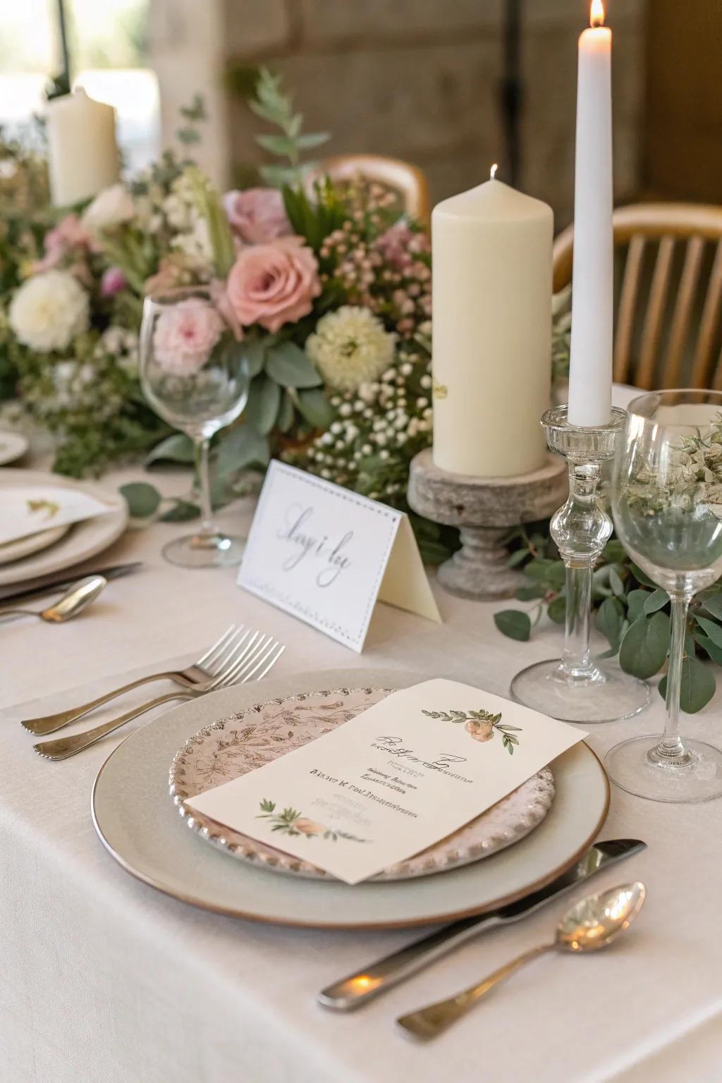 Perfect integration of name cards with table décor.