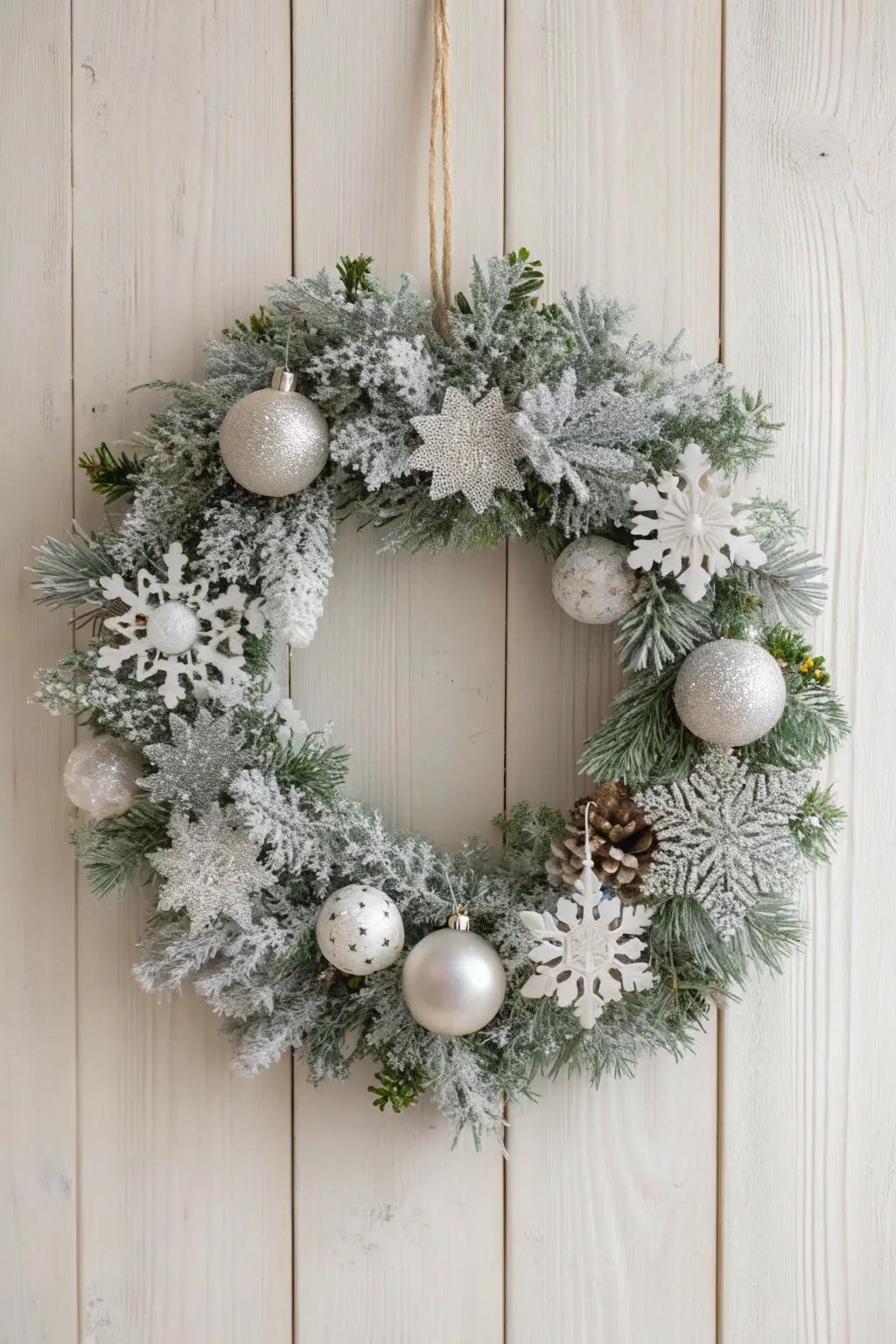 Embrace the enchantment of winter through this captivating Icy Illusion wreath!