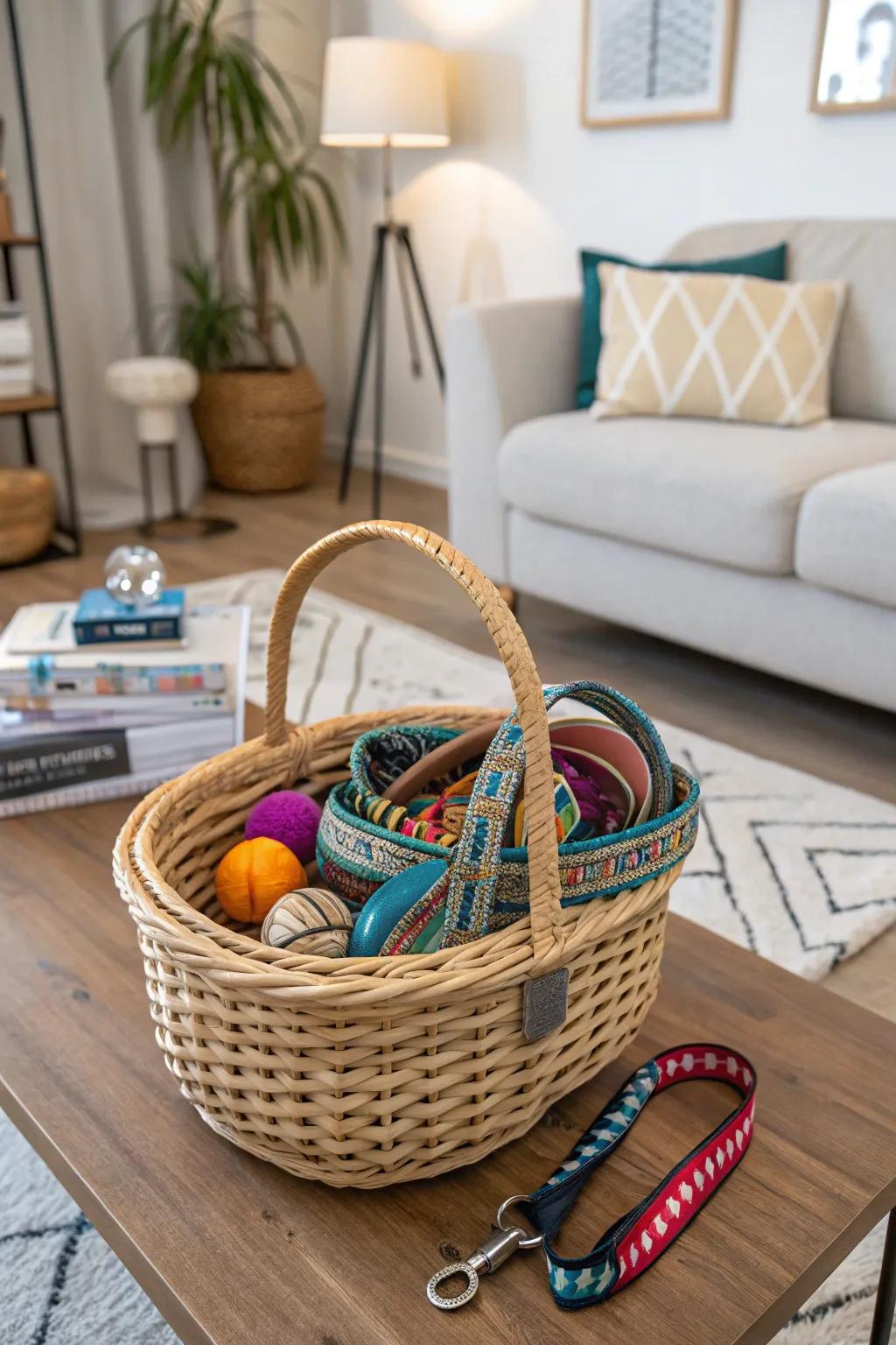 Integrate practicality with style by utilizing baskets.
