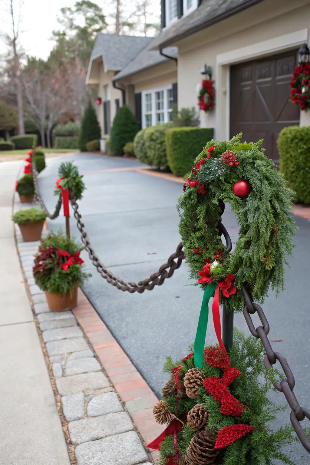 Seasonal embellishments introducing festive merriment to your driveway.