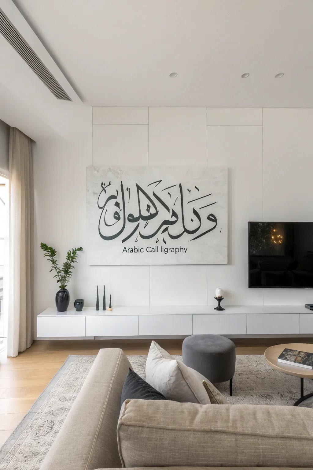 Understated script art is impeccable for a pristine, modern aesthetic.
