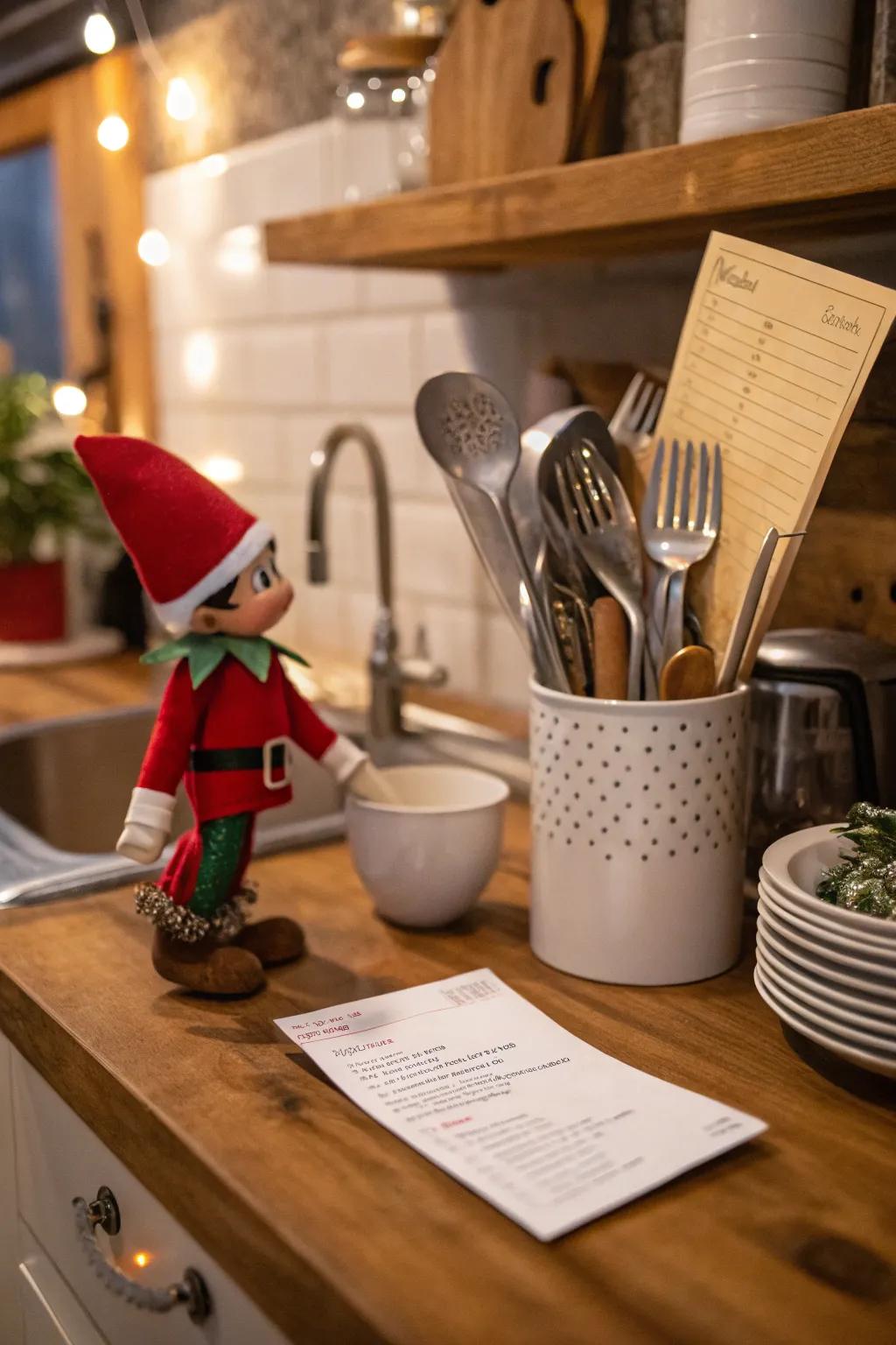 Incorporate a playful spin to your kitchen with elf mischief.