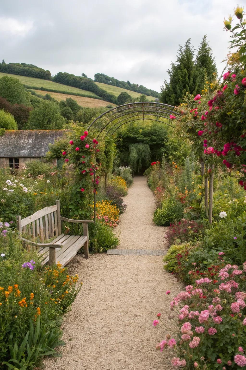 Enchanting routes welcome discovery through the garden.