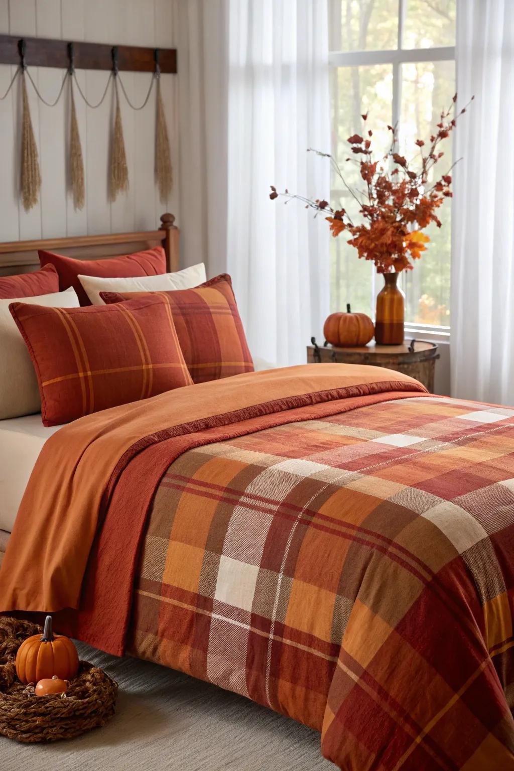 Flannel linens provide warmth and comfort.