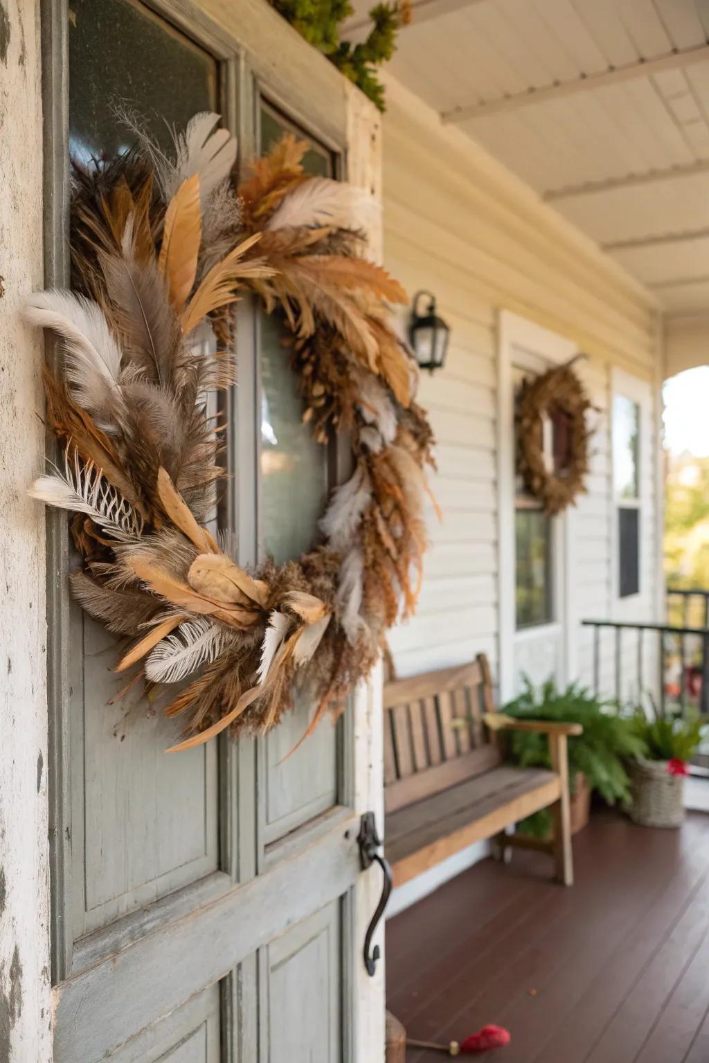 Feathers introduce a whimsical and airy nuance to your fall ornamentation.