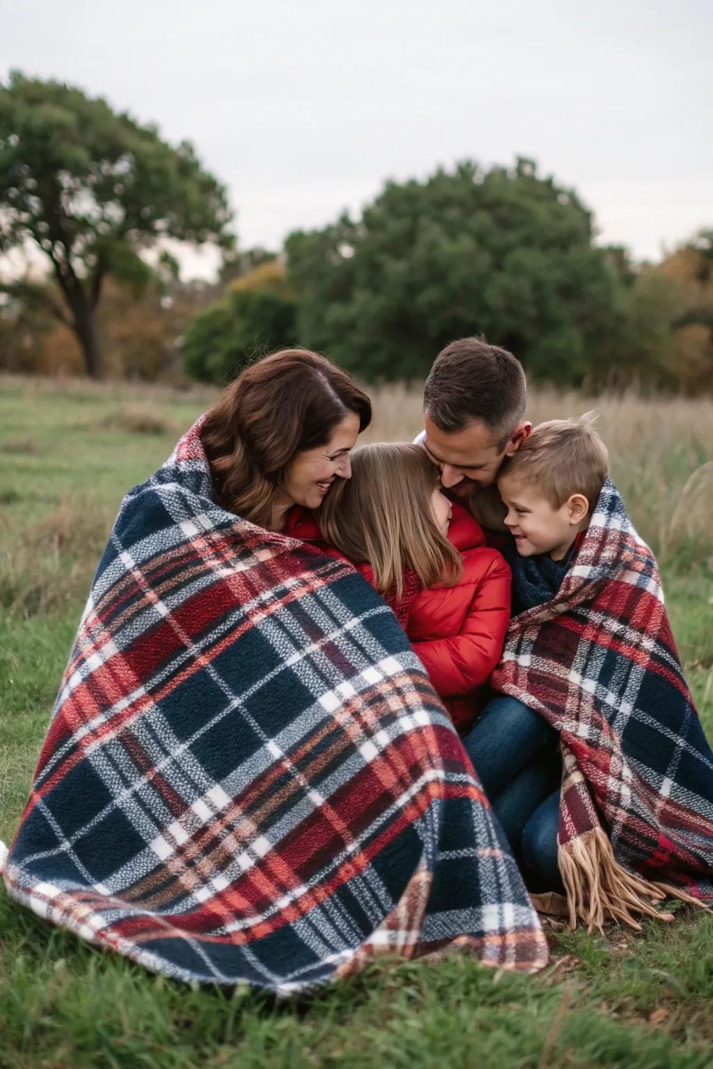 A comforting blanket brings warmth and togetherness to your family photograph.