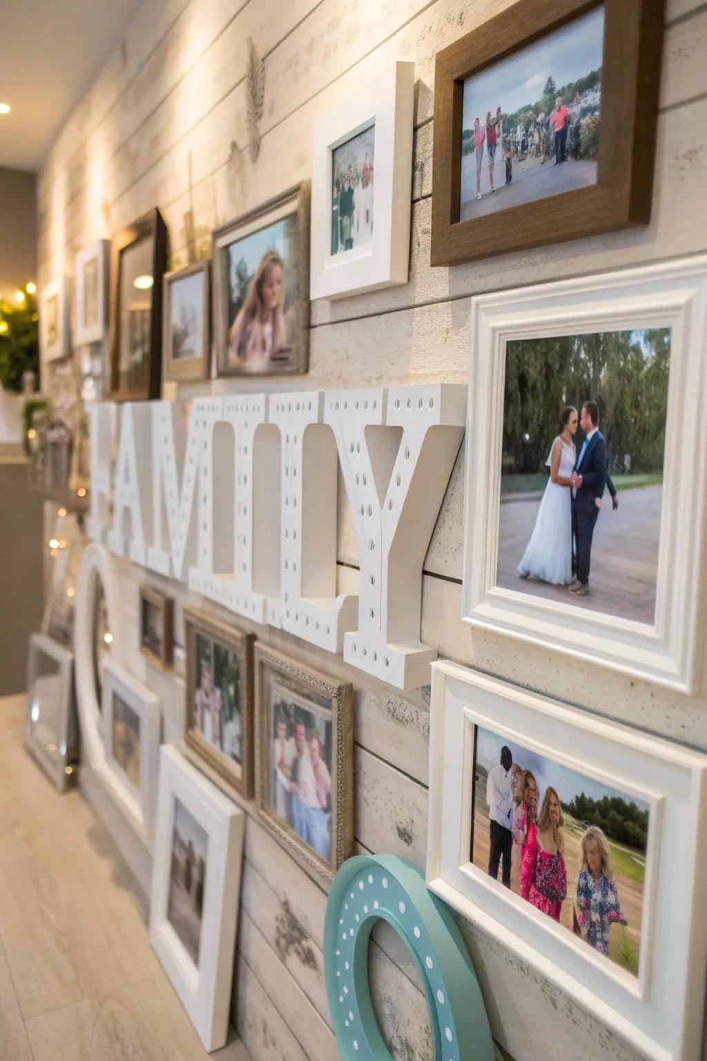 Three-dimensional elements adding dimension to an image wall