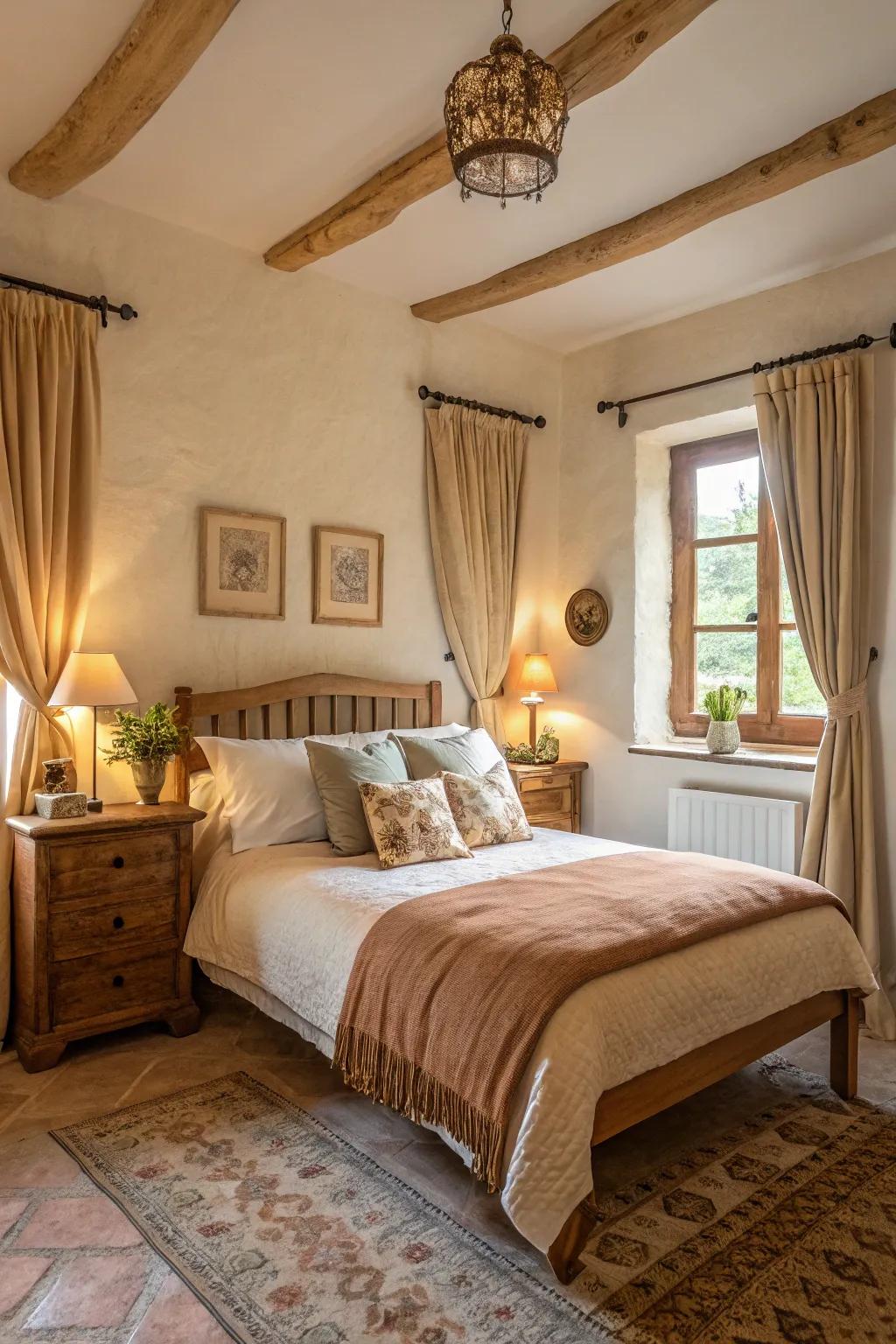 A cozy ambiance featuring delicate textures and warm shades.