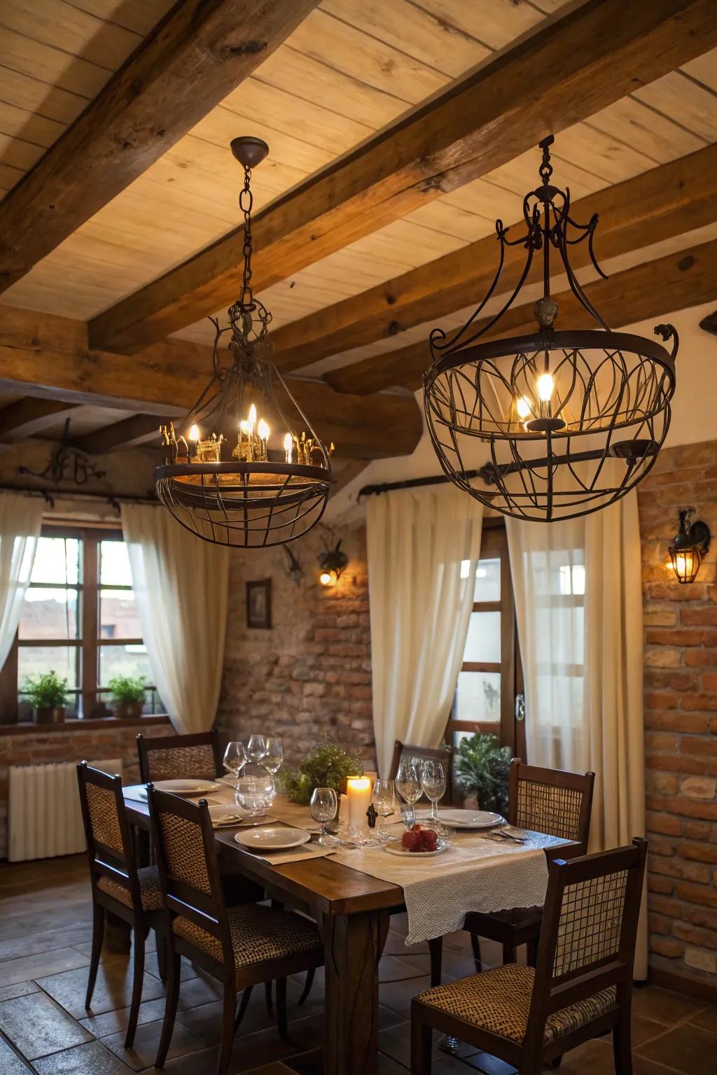 Wrought iron adds a touch of rustic elegance.
