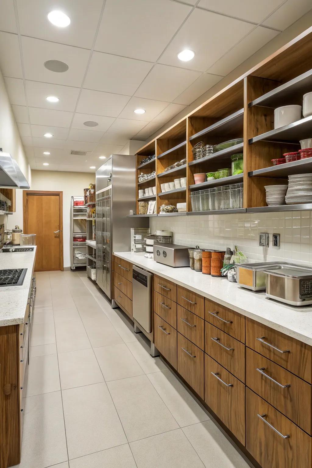 A functional cooking area layout that optimizes cooking and efficiency.