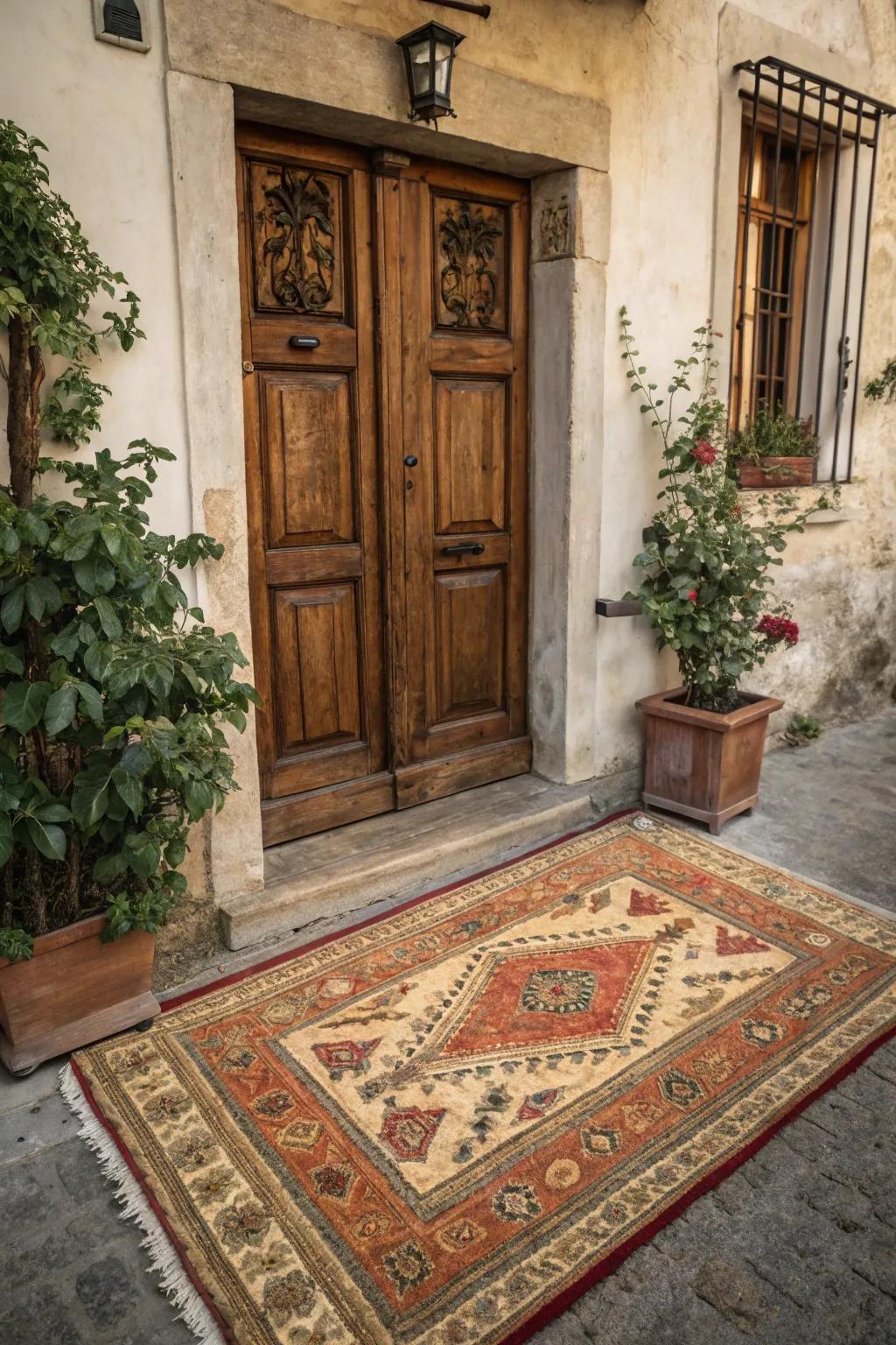 Vintage rugs add character and history to any entry.