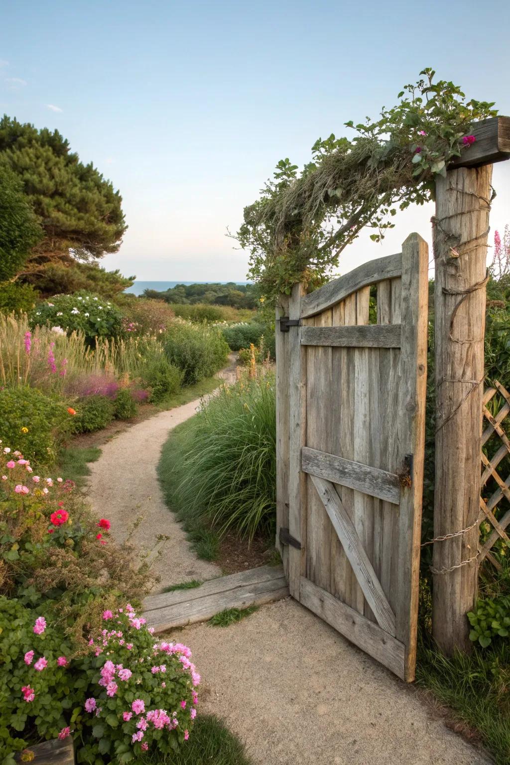 Rustic wood gates bestow warmth and character upon any residence.