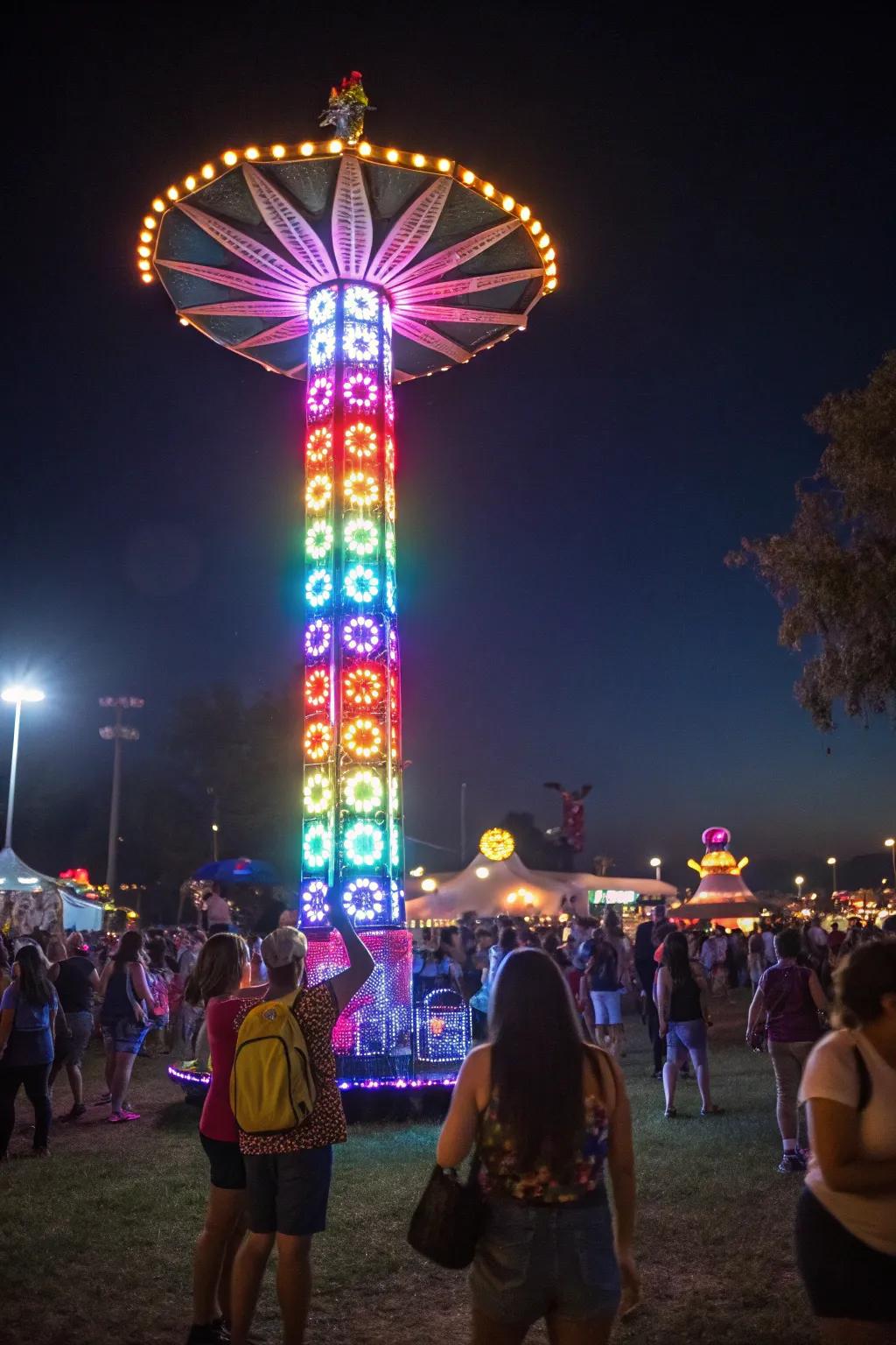 LED-lit totems brighten up the night and guide event friends.