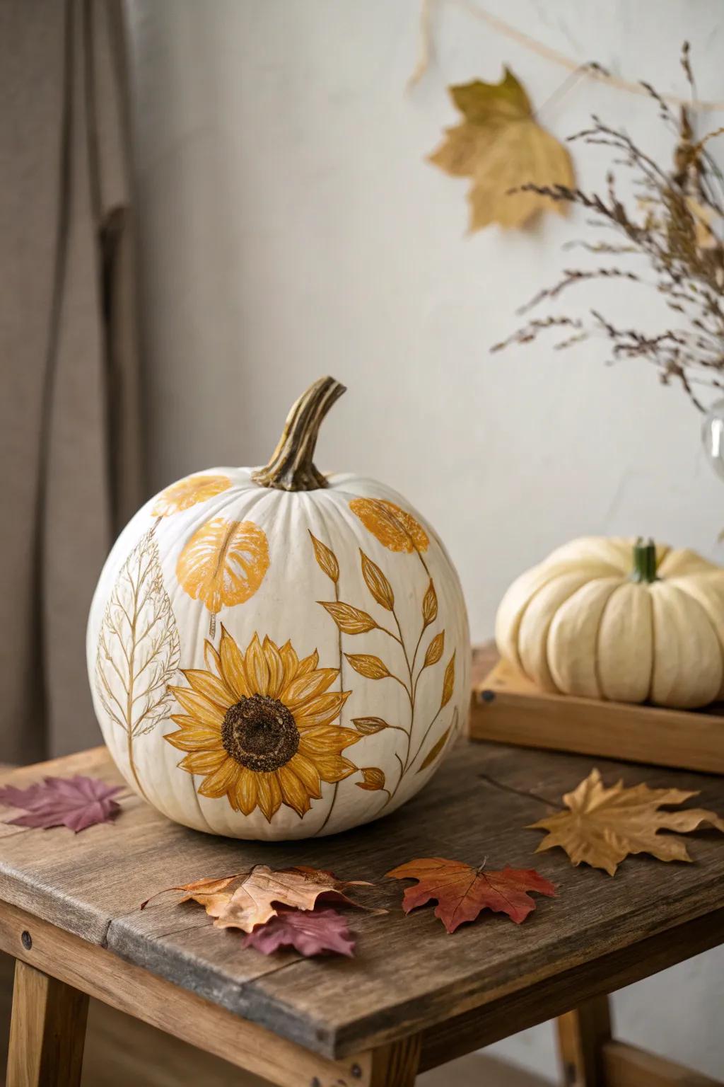 Transplant a fragment of summer into the autumnal season via this enchanting sunflower-emblazoned gourd. 🌻🍂 #NatureEvoked #MinimalisticElegance