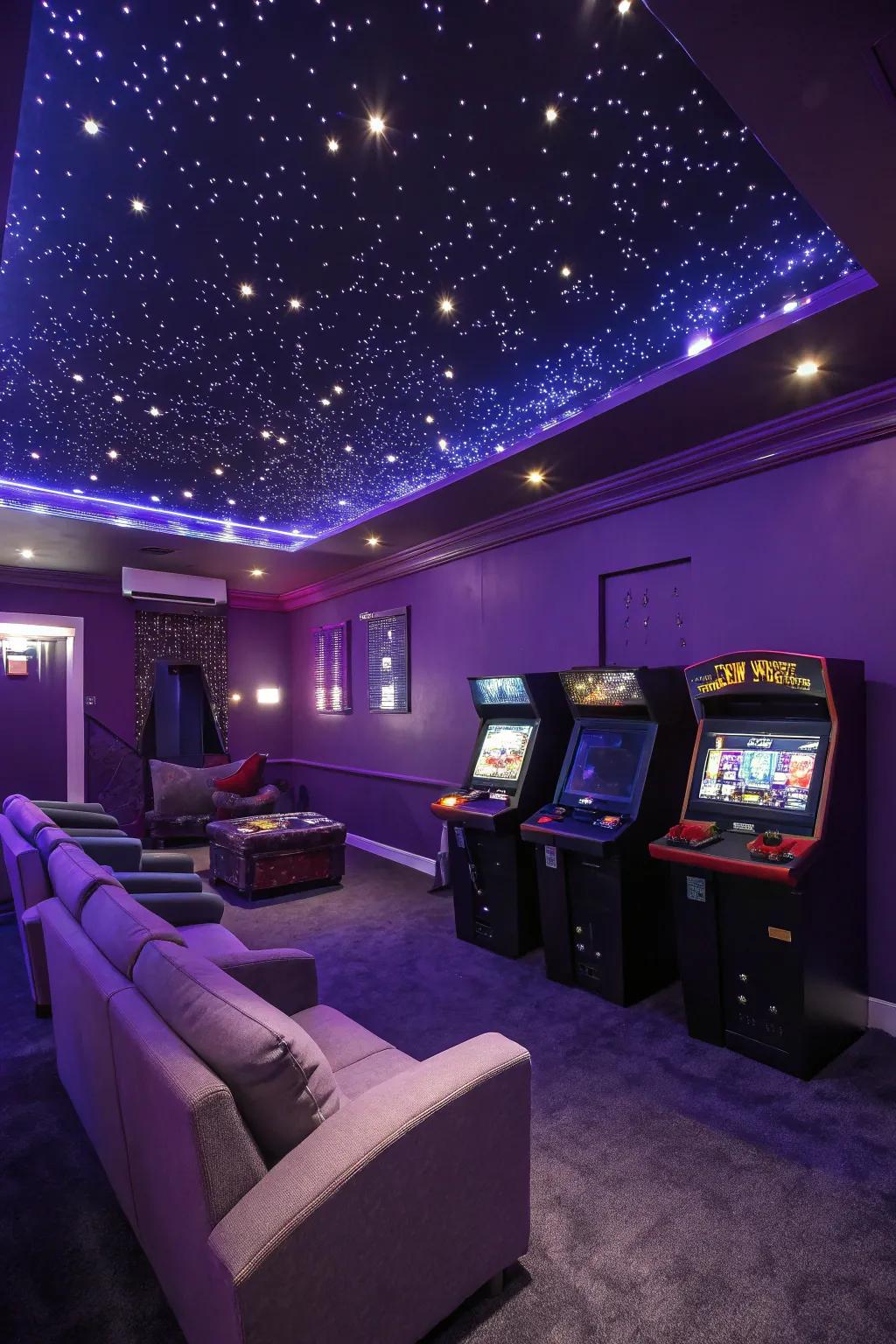 Cosmic shades inspire imagination and creativity in the game room.