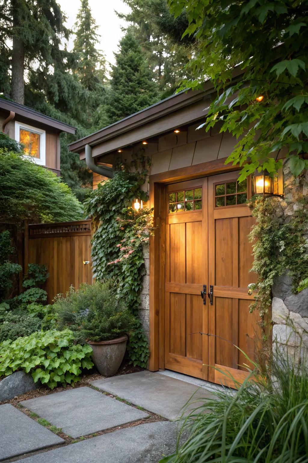 Warm wooden tones create an inviting entrance.