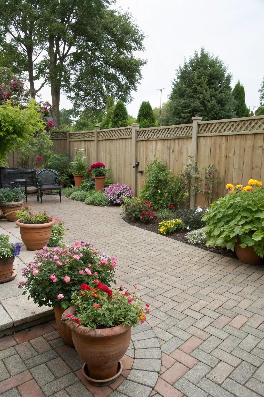 A rustic brick terrace ideal for outdoor dining and relaxation.