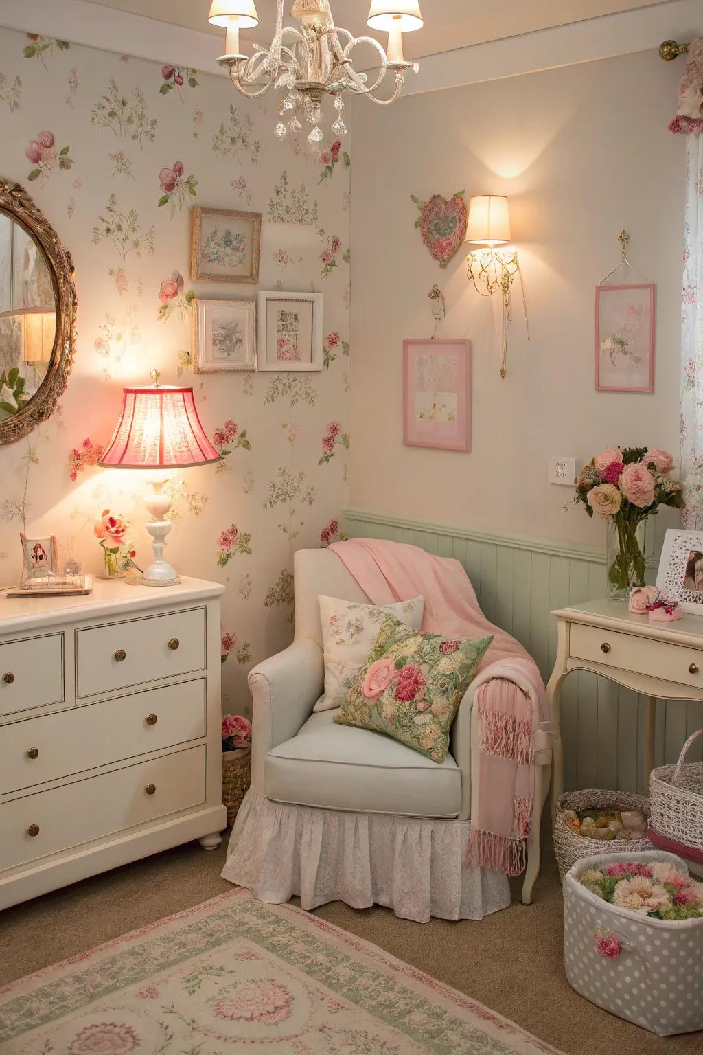 Muted illumination introduces warmth and romance to the area.