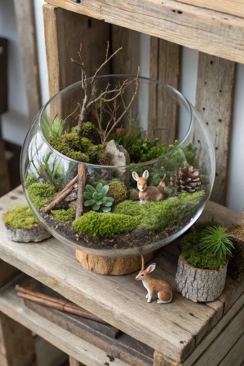 Sylvan charisma, evidenced by organic constituents nestled within a crystal vessel.