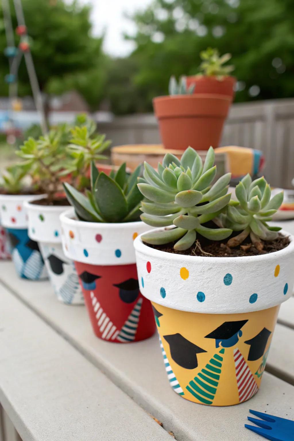 Attractive potted succulents create memorable take-home treasures for guests.