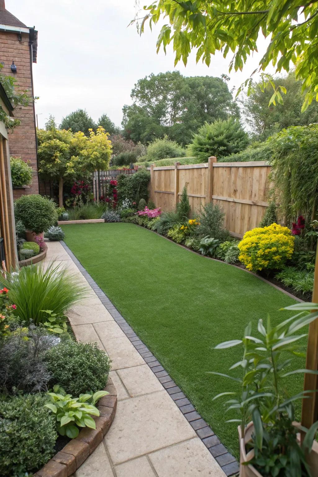 Synthetic turf delivers a verdant panorama without the labor.