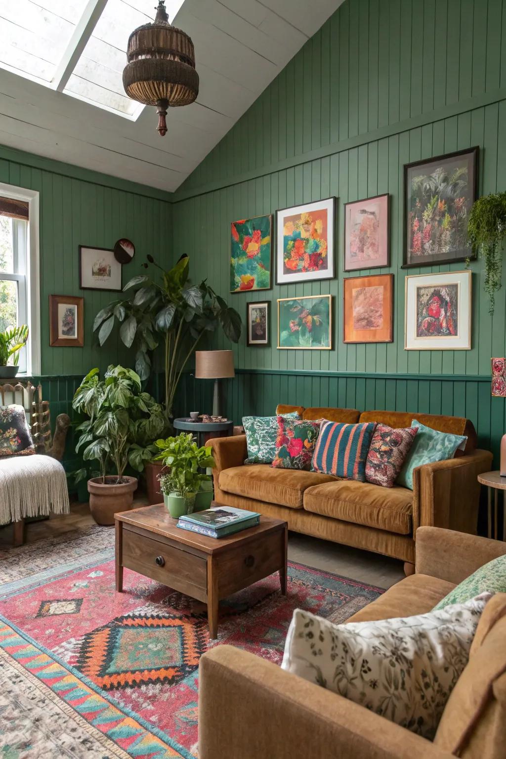 A varied sitting room featuring vibrant persona.