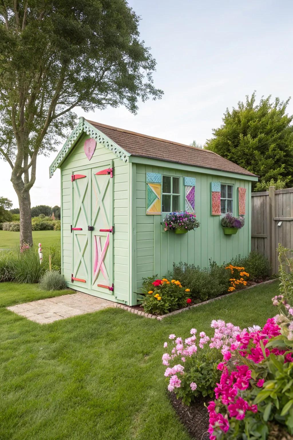 A animated silk storage brings a hint of whimsy to the garden.