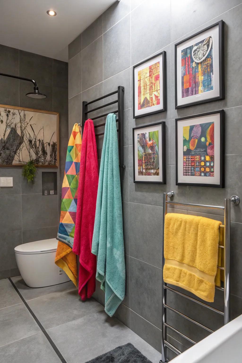 Bright features standout superbly against the grey decoration.